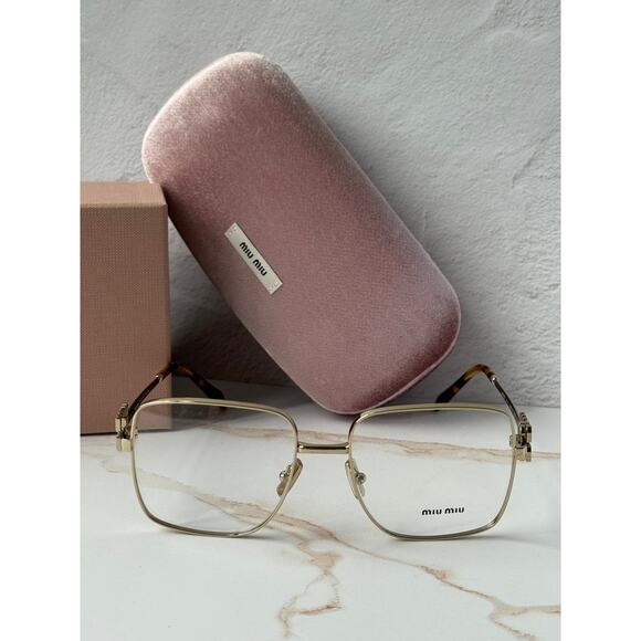 NEW Miu Miu M51XV Gold Square Logo Eyeglasses Frames main image 6